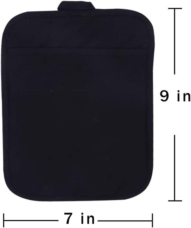 Nyi Pot Holders for Kitchen Heat Resistant, Cotton Hot Pads for Kitchen Counter Table, Black Pot Holders with Pocket