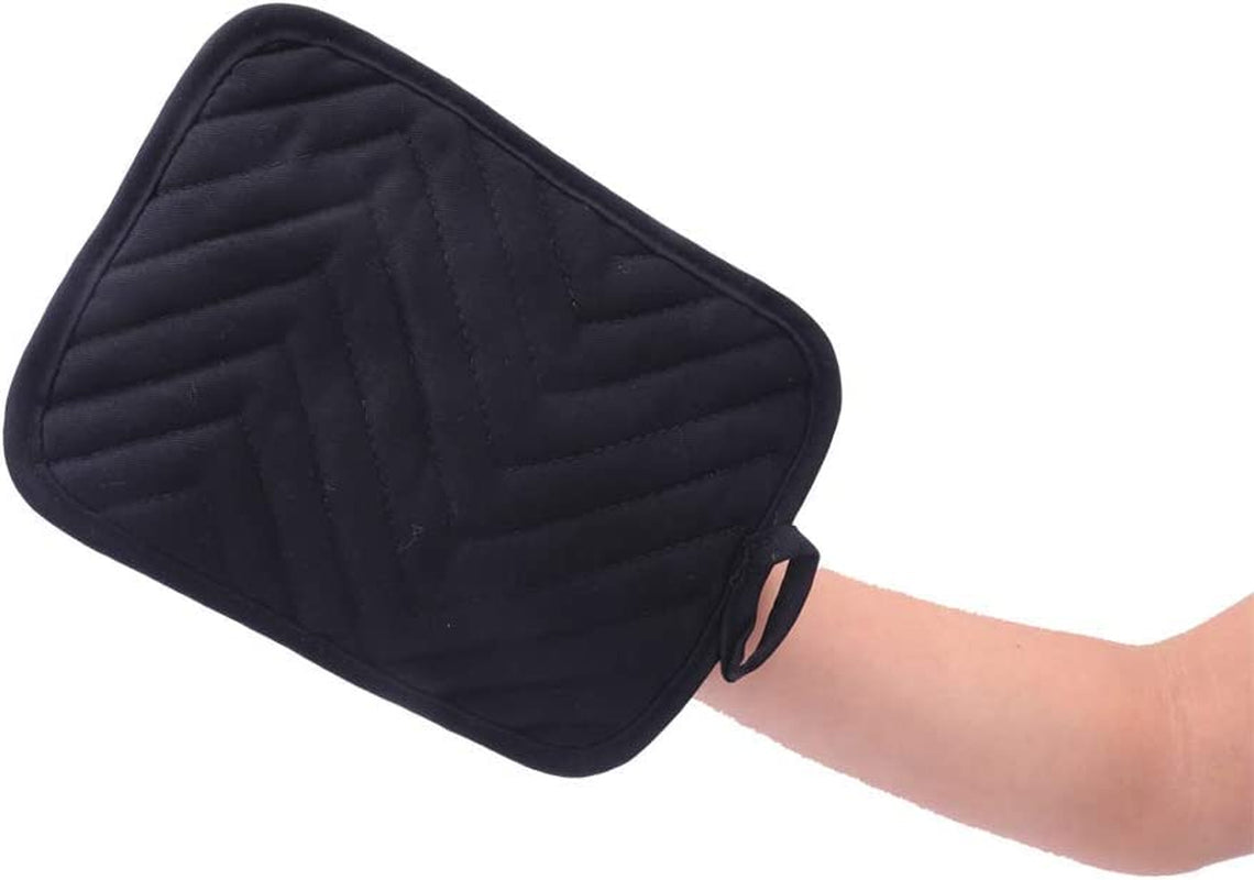 Nyi Pot Holders for Kitchen Heat Resistant, Cotton Hot Pads for Kitchen Counter Table, Black Pot Holders with Pocket